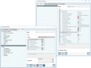 machine and material settings